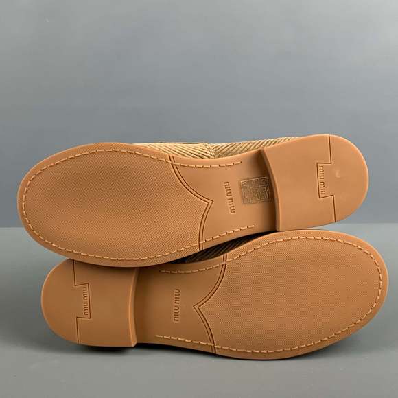 MIU MIU Khaki Corduroy Penny Flats - Picture 6 of 9